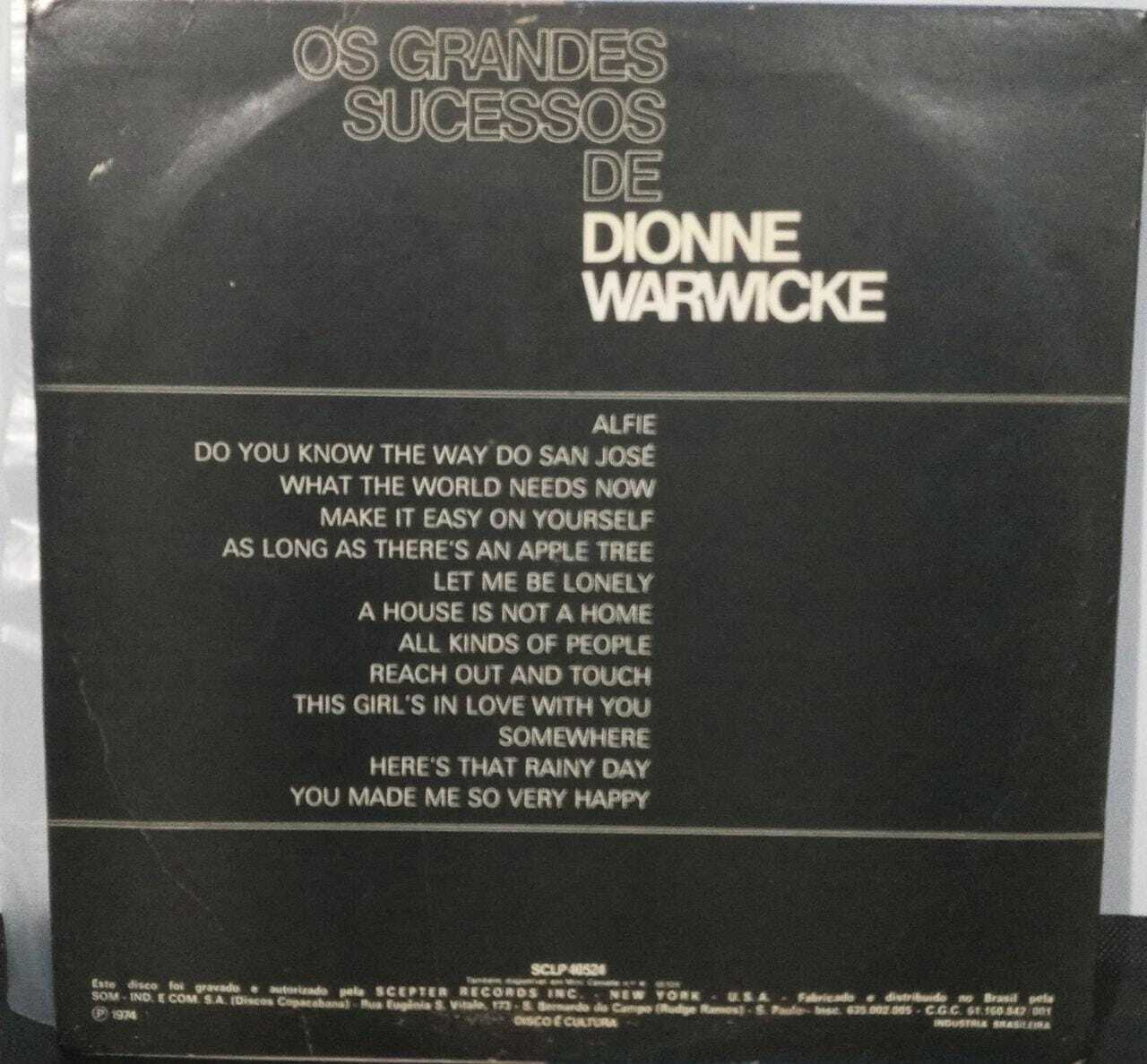Vinil - Dionne Warwicke - Os Grandes Sucessos De