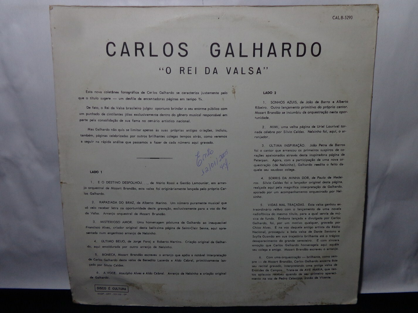 Vinil - Carlos Galhardo - O Rei da Valsa