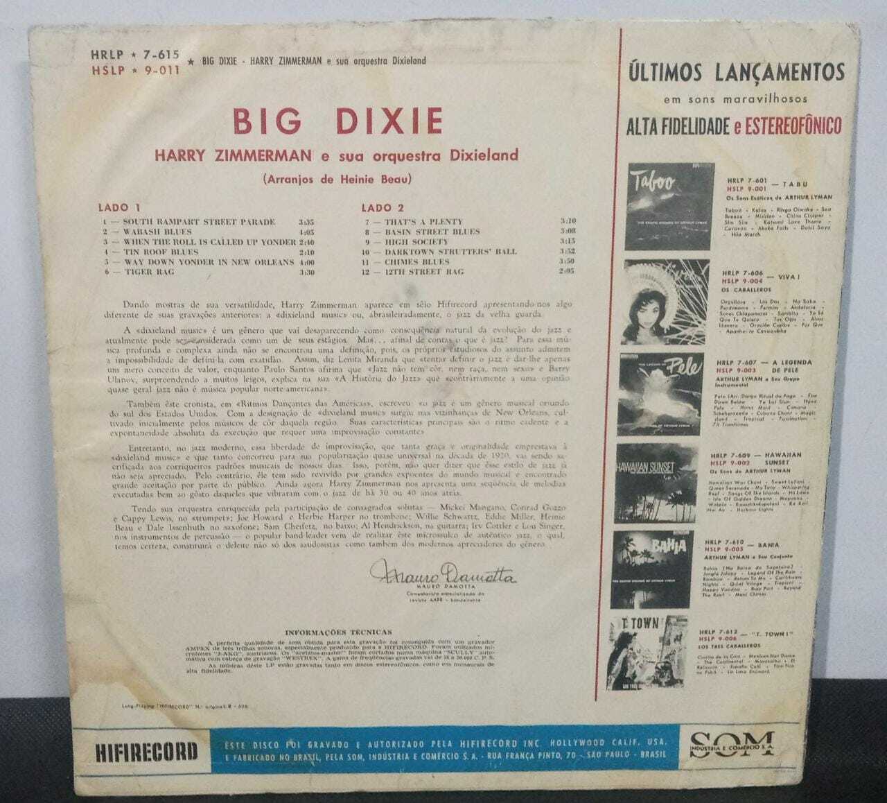Vinil - Harry Zimmerman And His Big Dixieland Band - Big Dixie