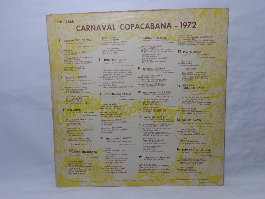 Vinil - Carnaval Copacabana 1972