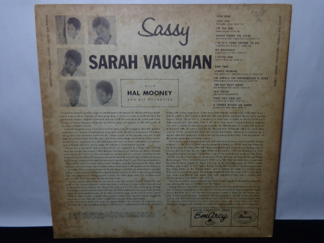 Vinil - Sarah Vaughan - Sassy with Hal Mooney and his Orchestra (USA)