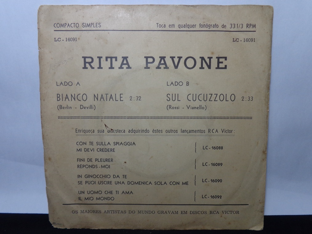 Vinil Compacto - Rita Pavone - Sul Cucuzzolo / Bianco Natale