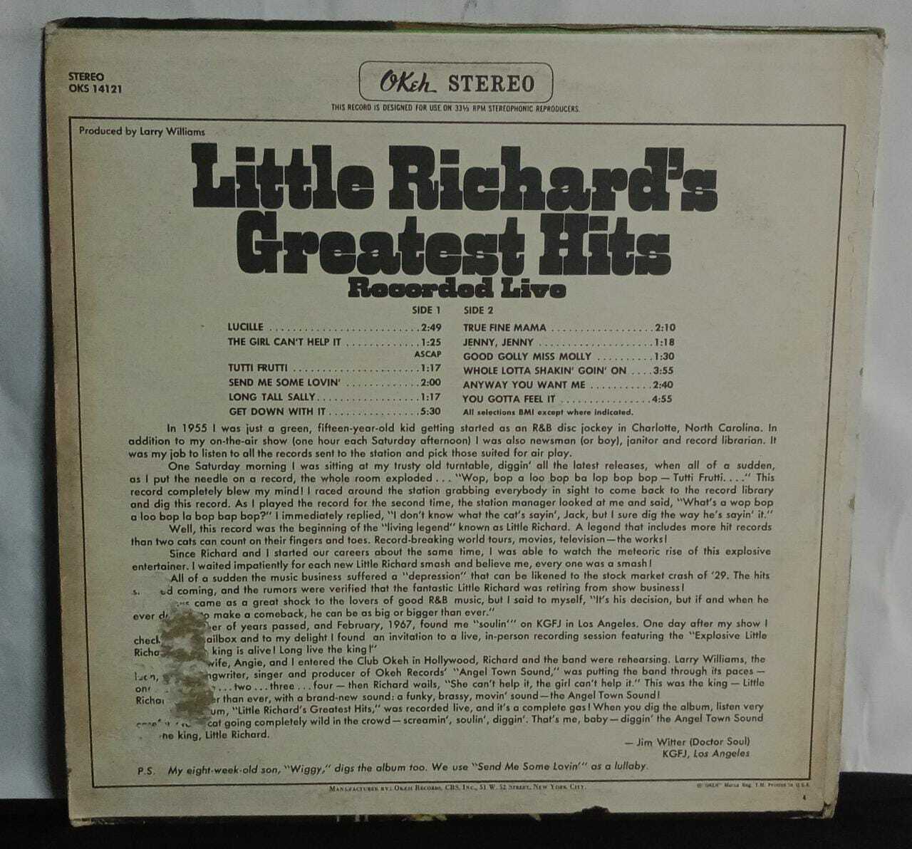 Vinil - Little Richard - Greatest Hits Recorded Live (usa)