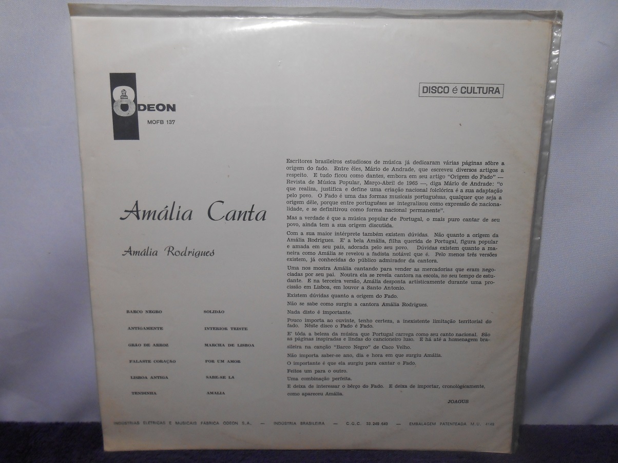 Vinil - Amália Rodrigues &#8206;- Amália Canta (mono)