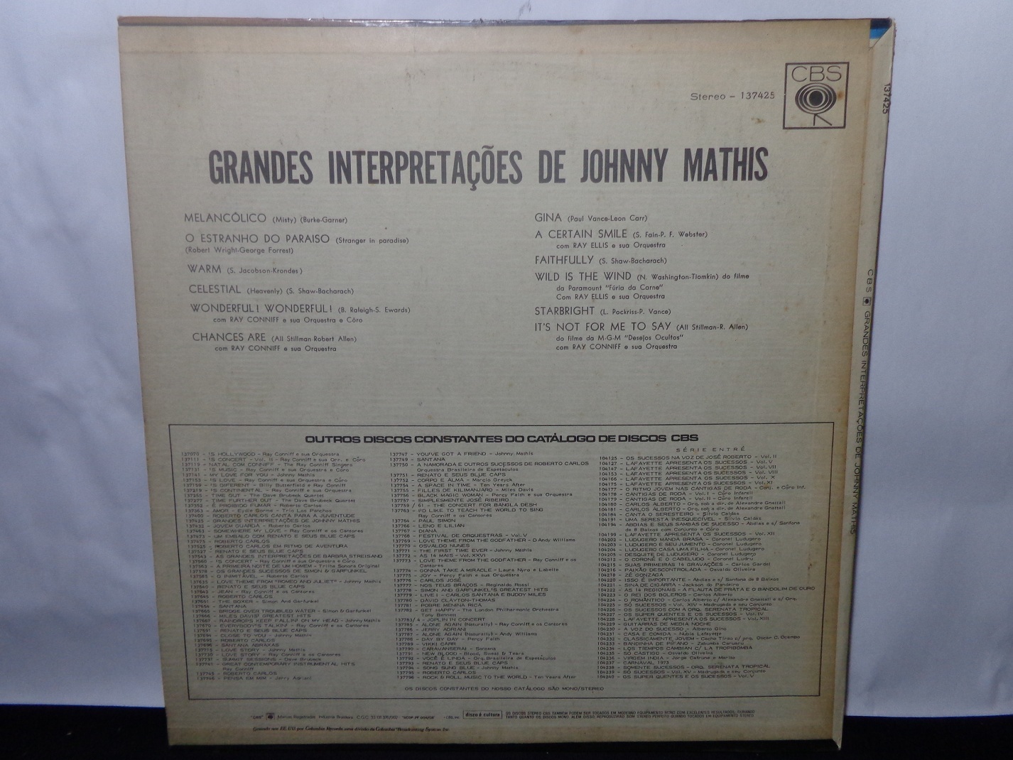 Vinil - Johnny Mathis - Grandes Interpretações de Johnny Mathis