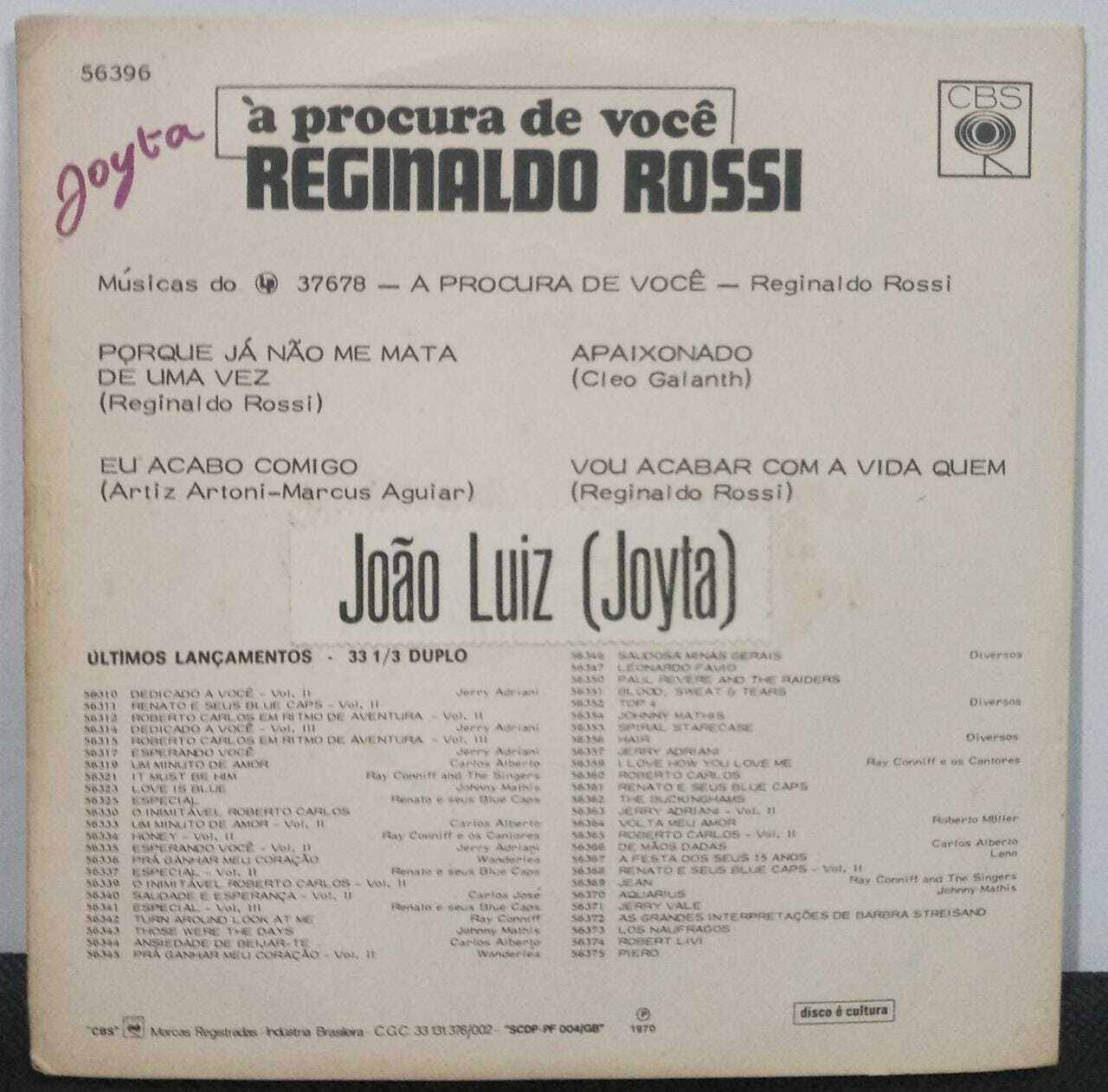 Vinil Compacto - Reginaldo Rossi - A Procura de Voce