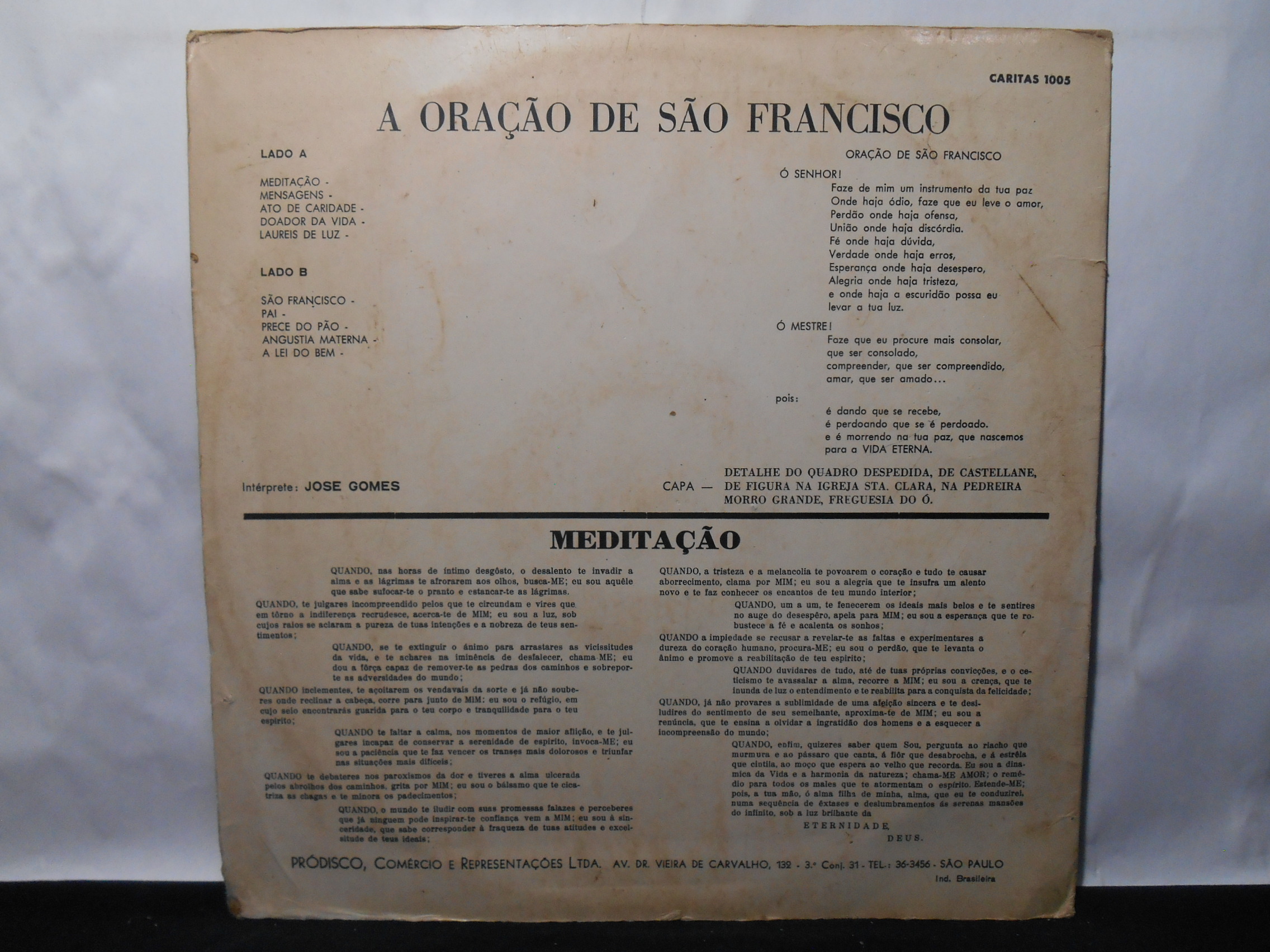 VINIL - José Gomes - Oração de São Francisco