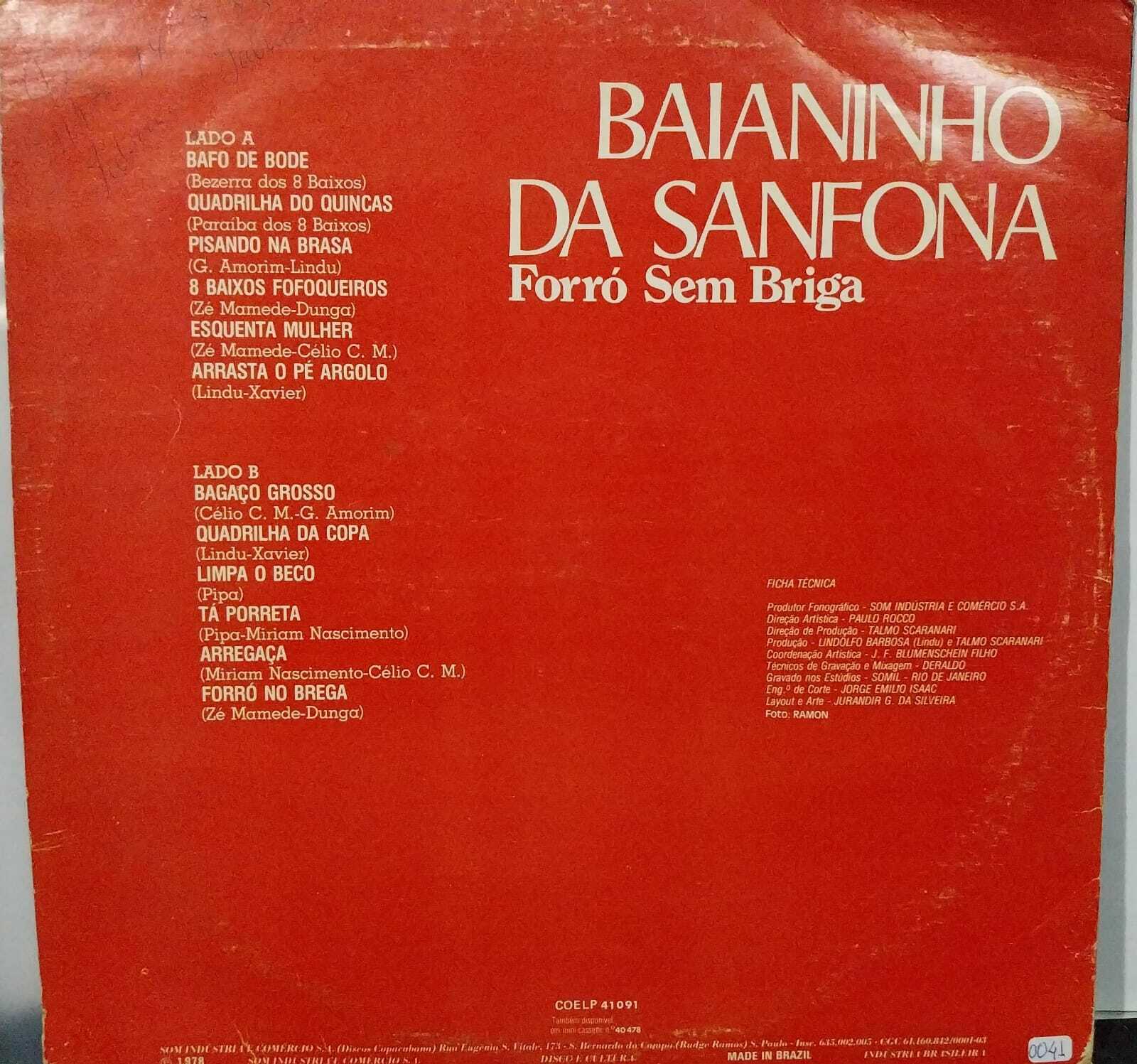Vinil - Baianinho da Sanfona - Forró sem Briga Vol 2