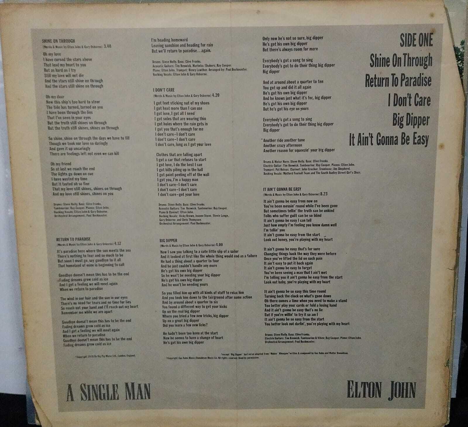 Vinil - Elton John - a Single Man