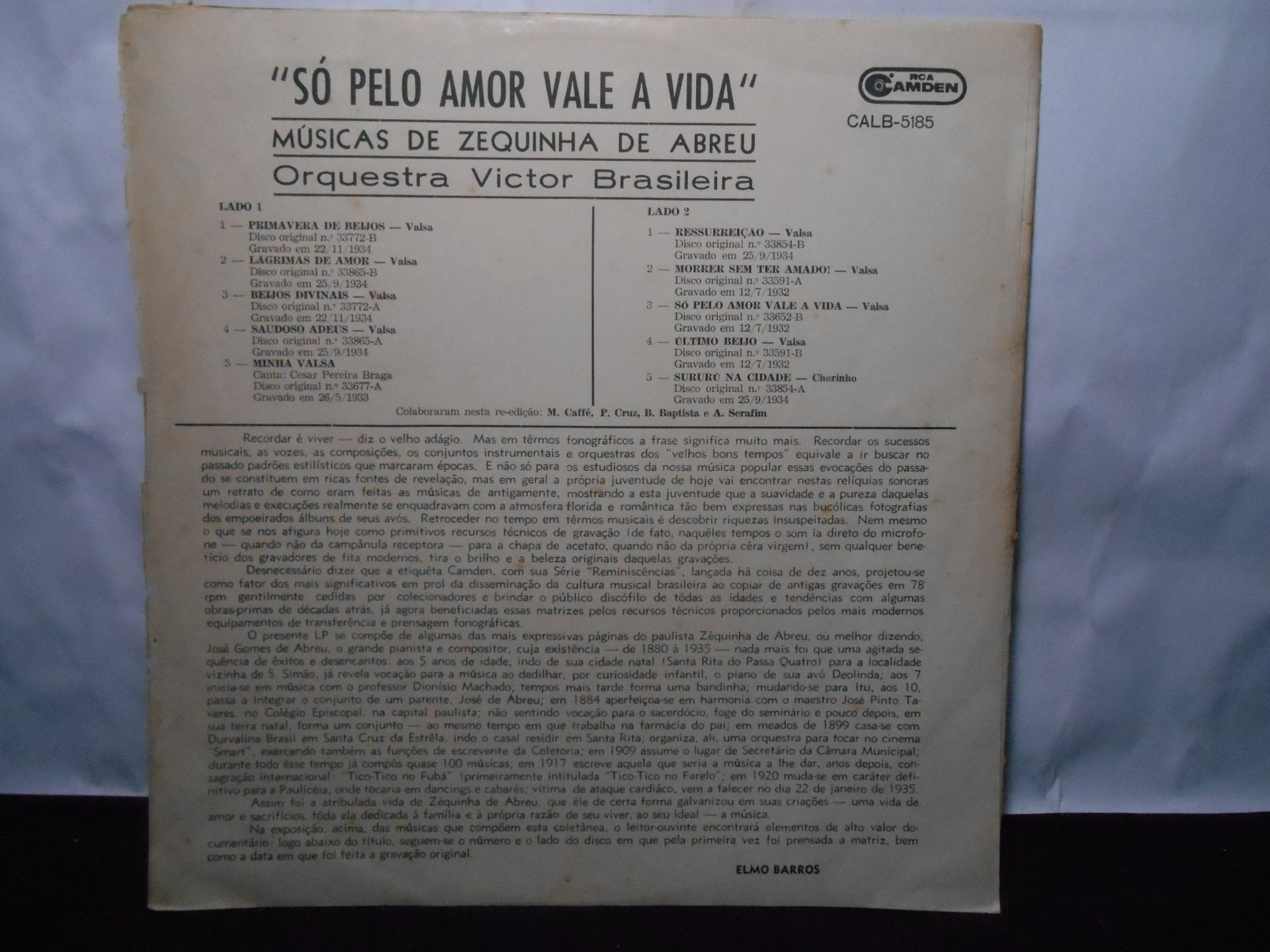 Vinil - Zequinha De Abreu, Orquestra Victor Brasileira - Músicas de Zequinha De Abreu