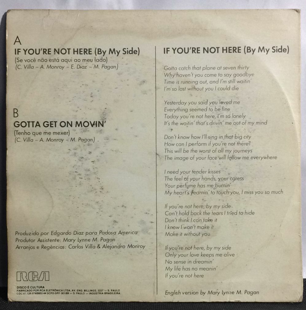 Vinil Compacto - Menudo - If youre Not Here (By my Side) / Gotta Get on Movin