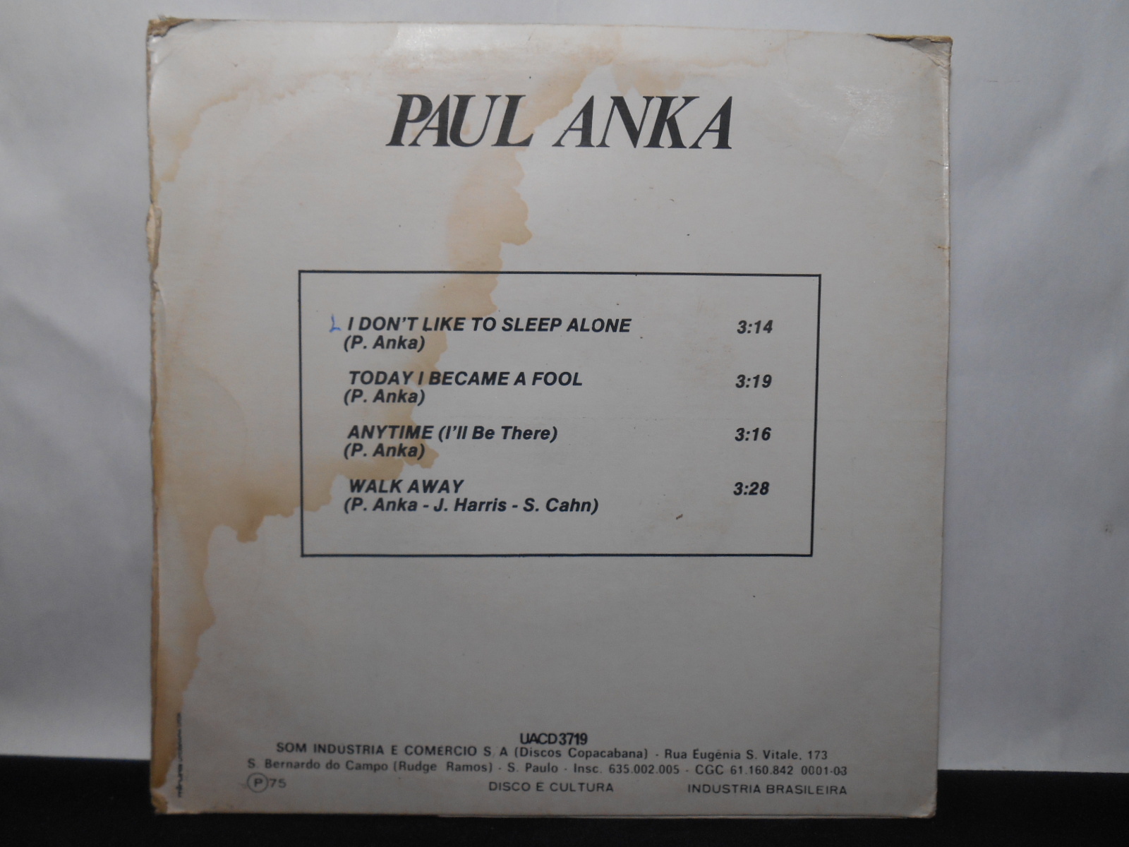 Vinil Compacto - Paul Anka - I Dont Like to Sleep Alone