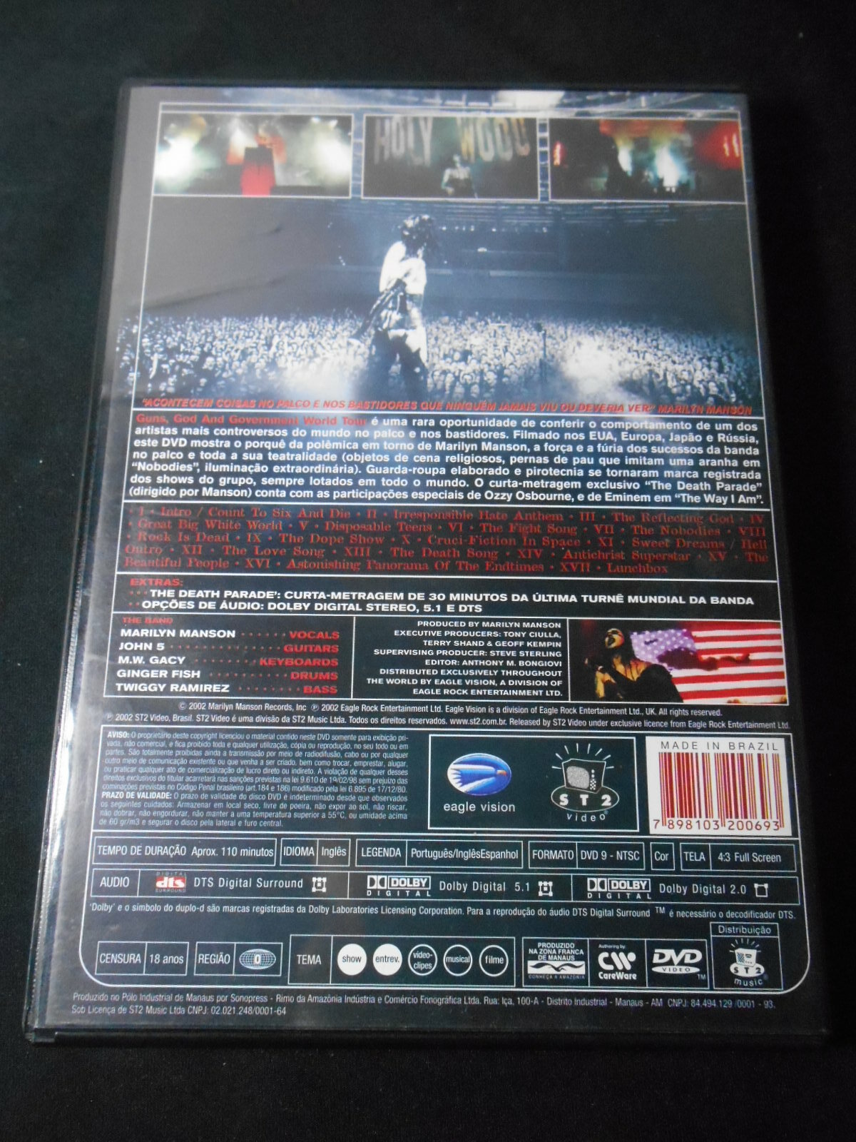 DVD - Marilyn Manson - Guns God and Government World Tour