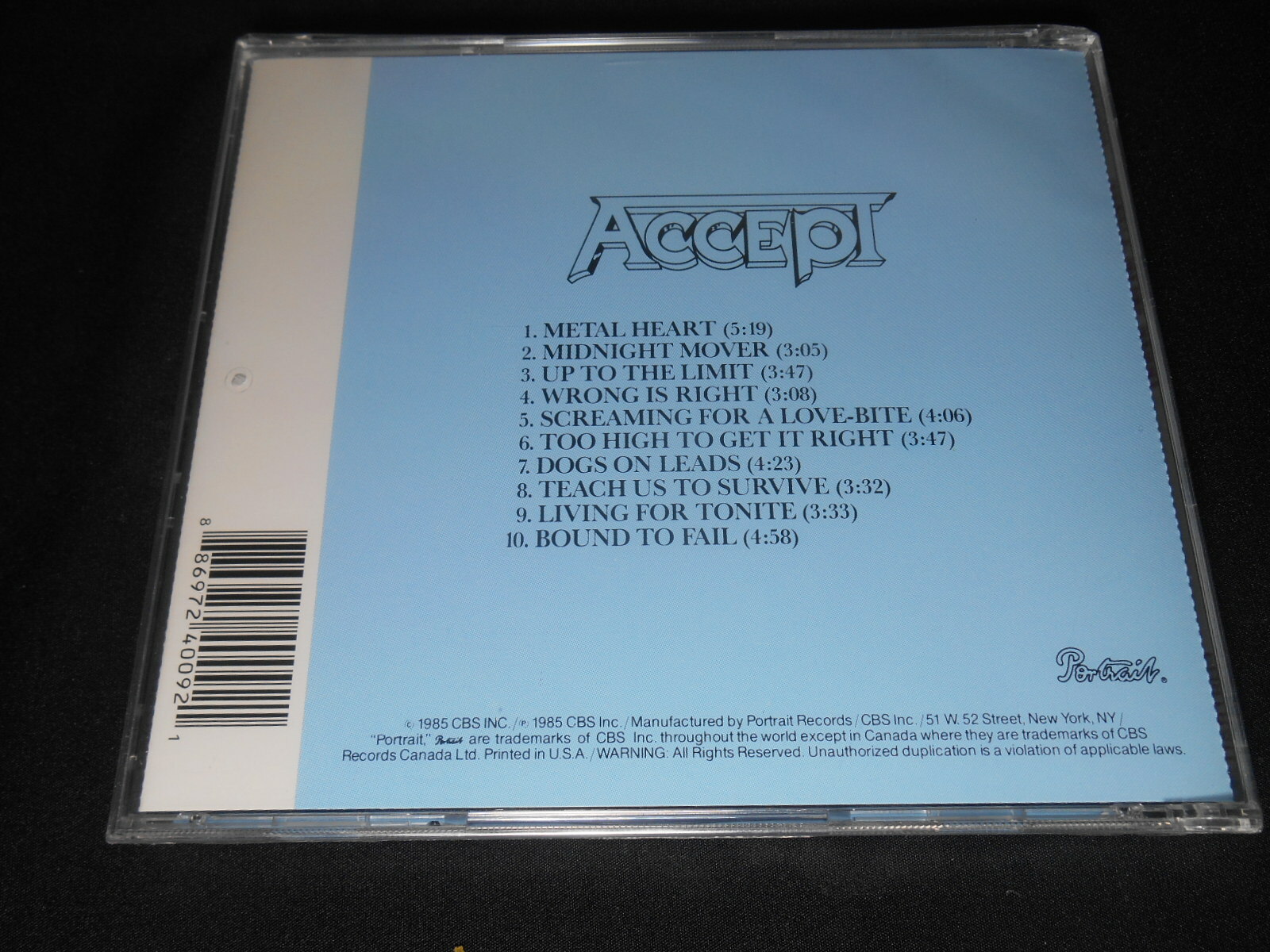 CD - Accept - Metal Heart (Lacrado/USA)