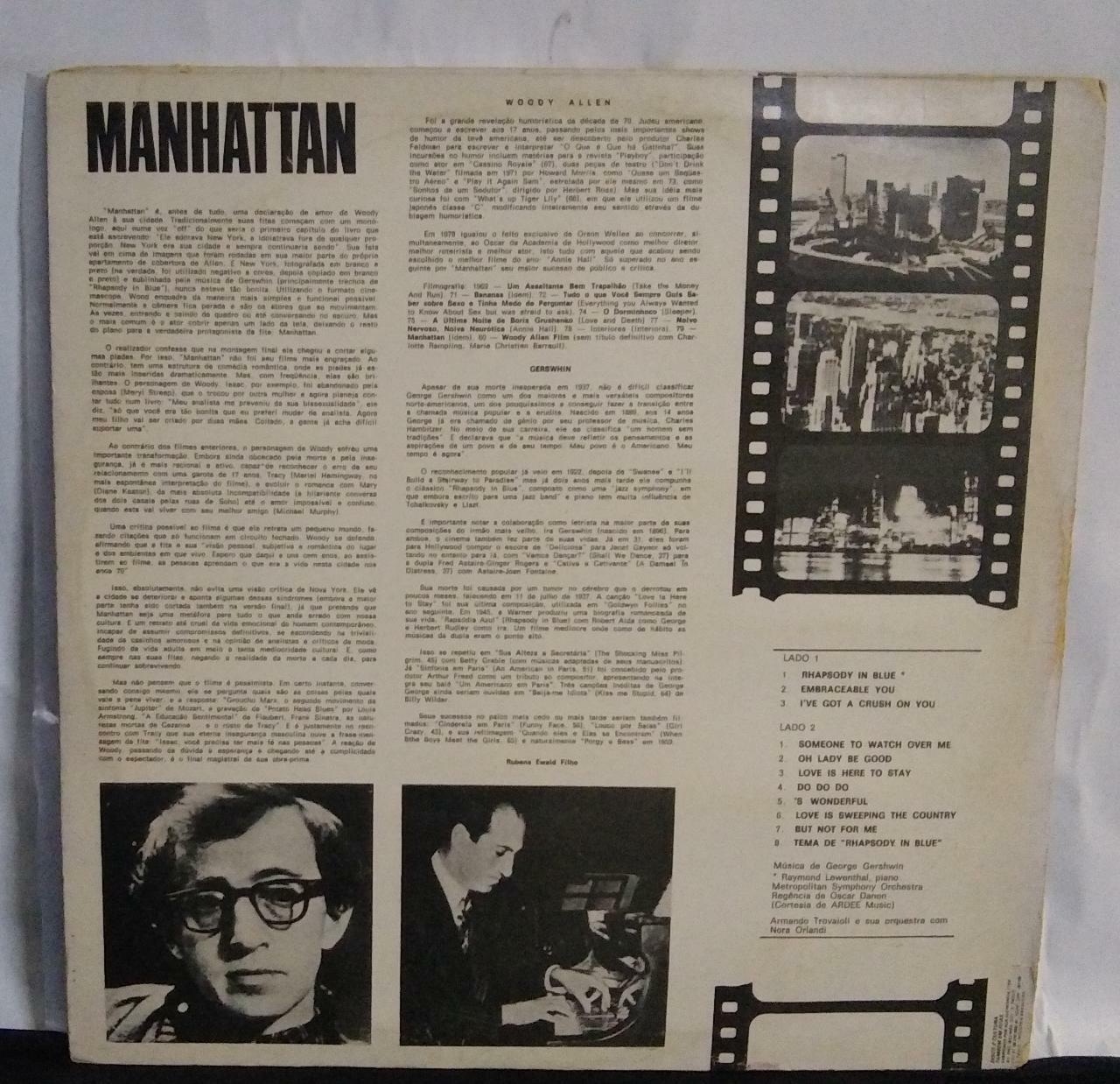 Vinil - Manhattan - Música de George Gershin do Filme de Woody Allen