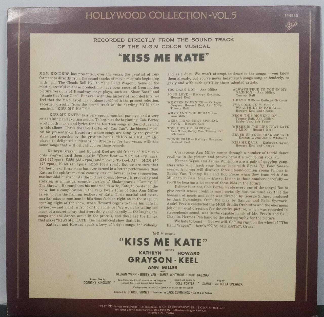 Vinil - Kiss Me Kate - Original Soundtrack Recording