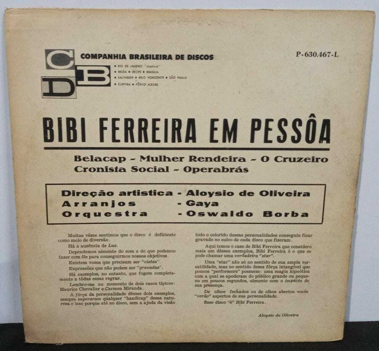 Vinil - Bibi Ferreira - Em Pessoa