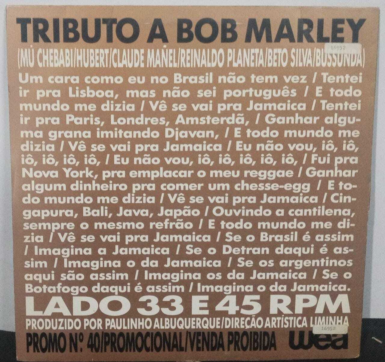 Vinil - Casseta e Planeta - Tributo A Bob Marley Single 12P