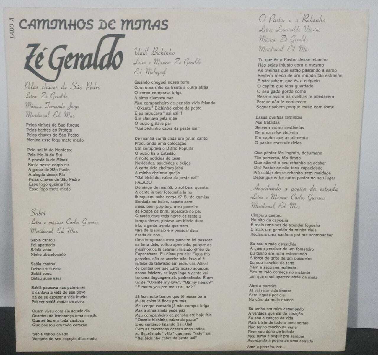 Vinil - Zé Geraldo - Caminhos De Minas