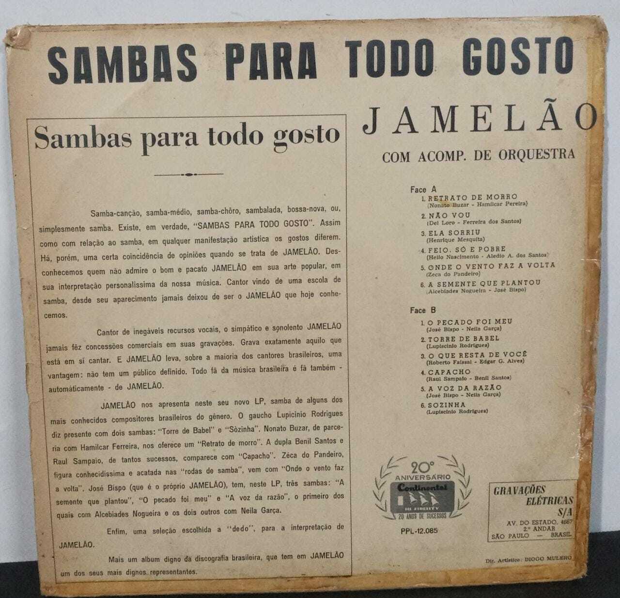 Vinil - Jamelão - Sambas Para Todo Gosto