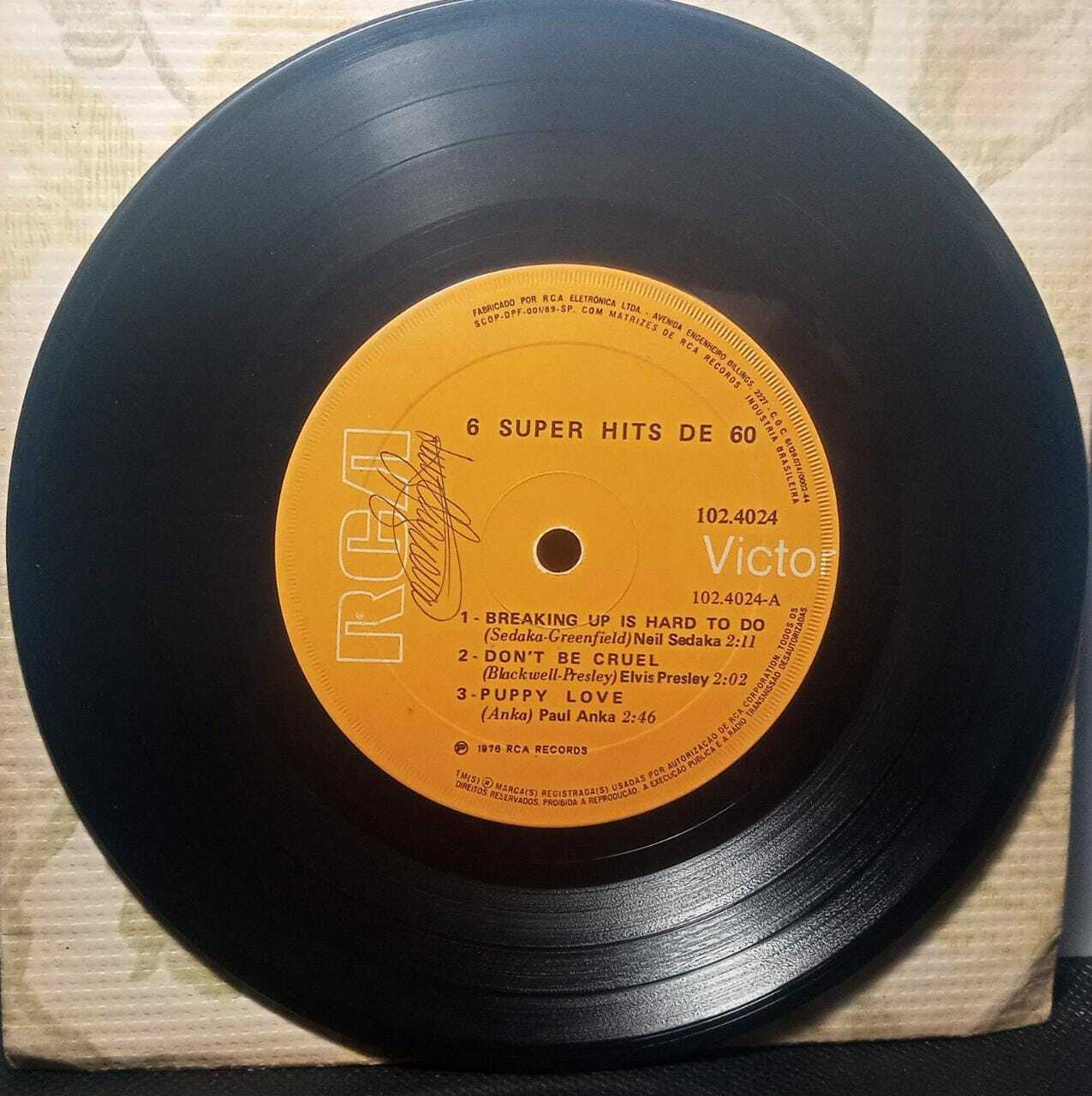 Vinil Compacto - Elvis Presley, Neil Sedaka, Paul Anka - 6 Super Hits De 60