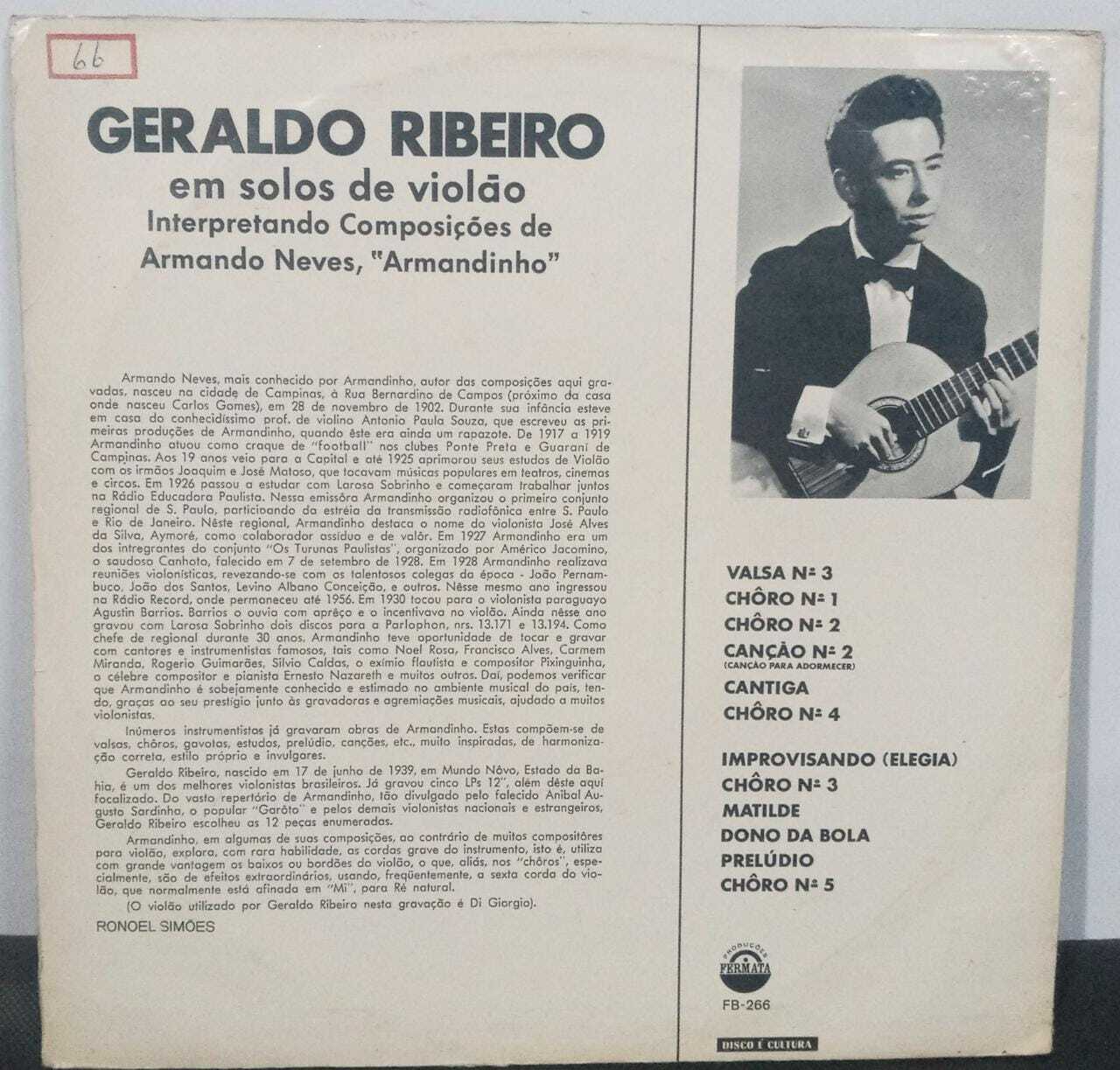 Vinil - Geraldo Ribeiro - Geraldo Ribeiro Em Solos De Violão