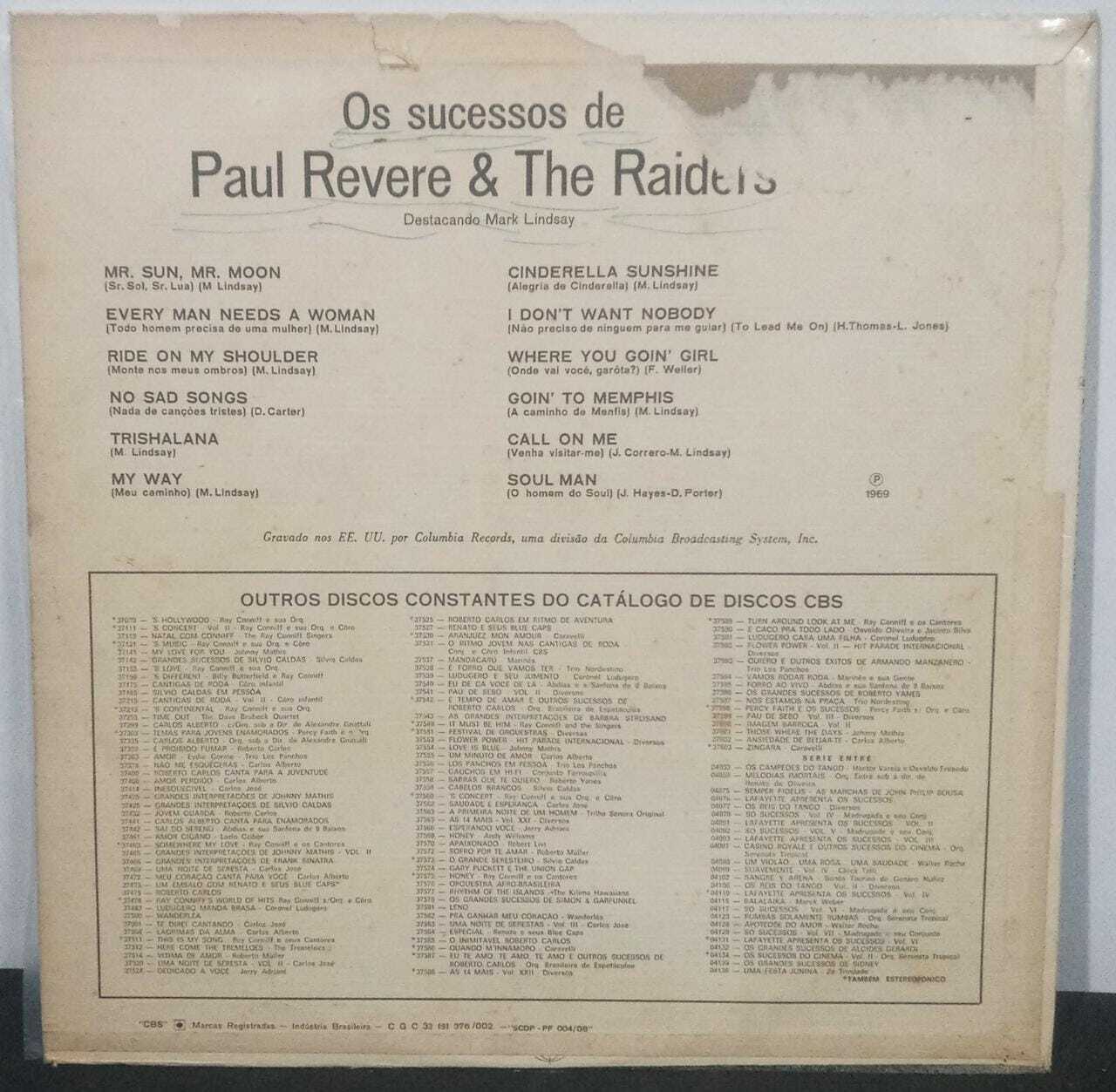 Vinil - Paul Revere and The Raiders - Os Sucessos De Destacando Mark Lindsay