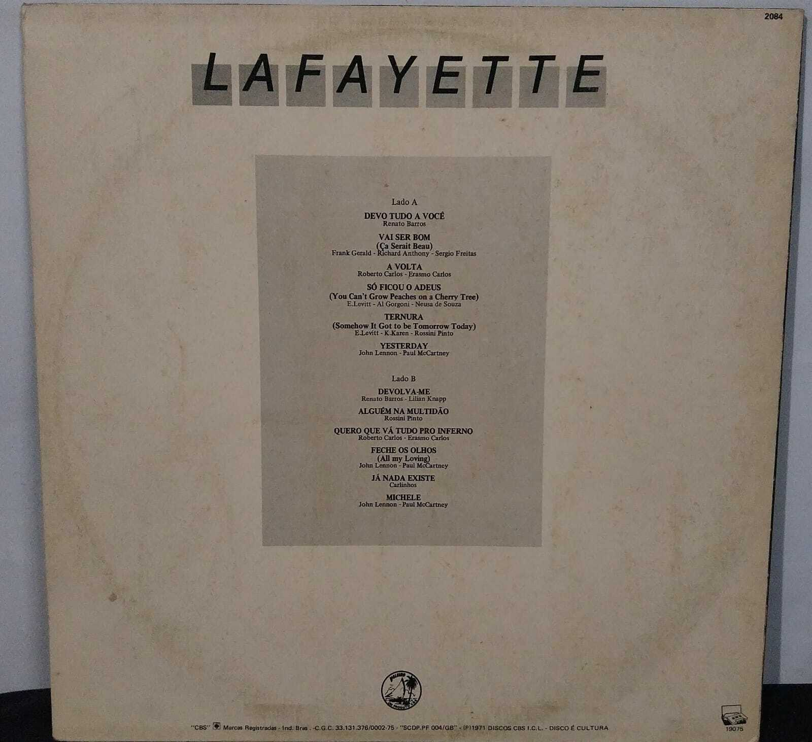 Vinil - Lafayette - Lafayette Apresenta Os Sucessos